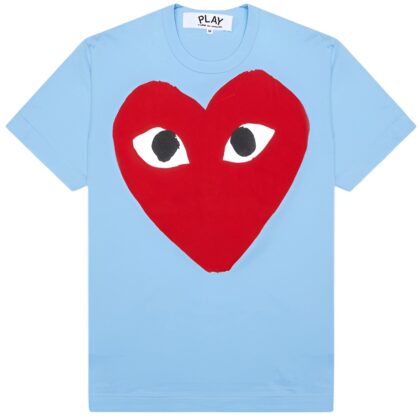 COMME DES GARCONS PLAY LIGHT BLUE T-SHIRT.