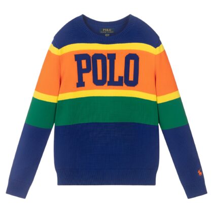 POLO RALPH LAUREN BLUE AND ORANGE JUMPER.