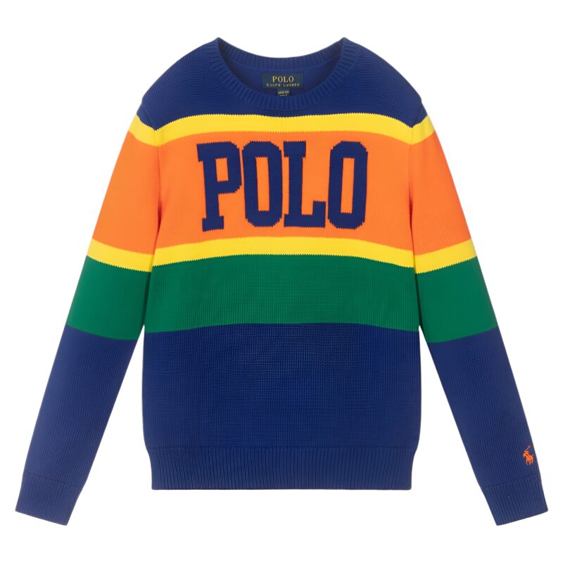 POLO RALPH LAUREN BLUE AND ORANGE JUMPER.