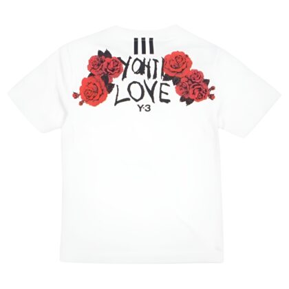 Y-3 YOHJI YAMAMOTO WOMANS ROSES WHITE T-SHIRT.